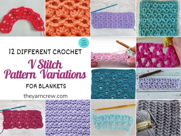 12 Different Crochet V Stitch Pattern Variations For Blankets - FB POSTER