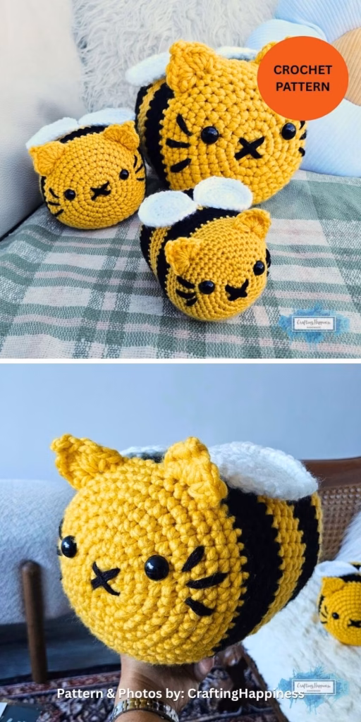 Cat Bee Crochet Pattern - 15 Cute & Easy Amigurumi Bee Crochet Patterns