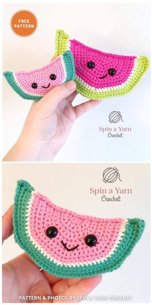 Watermelon Wedge - 10 Cutest Free Amigurumi Watermelon Crochet Patterns