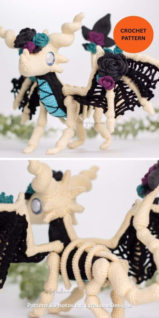 1. Selene the Skeletal Dragon - 14 Best Amigurumi Dragon Crochet Patterns To Make For Your Little One