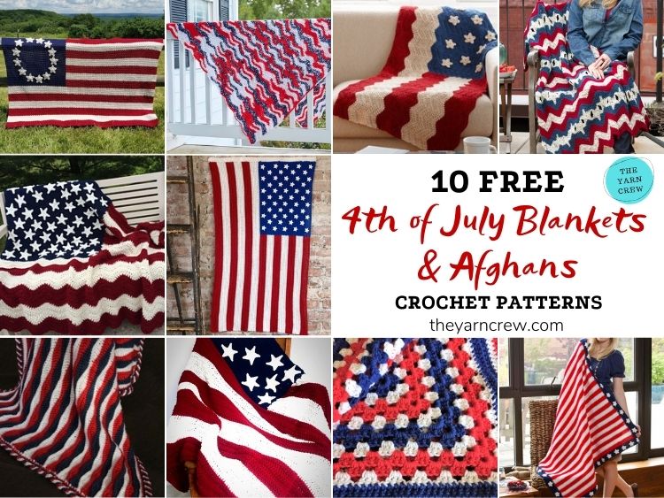 10 Free 4th of July Blankets & Afghans Crochet Patterns FB POSTER