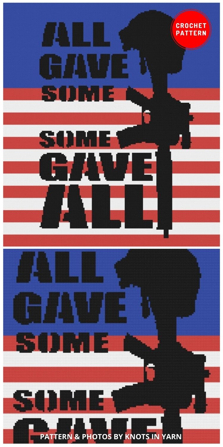 All Gave Some, Some Gave All - 7 Best Patriotic 4th of July C2C Crochet Blanket Graphgans