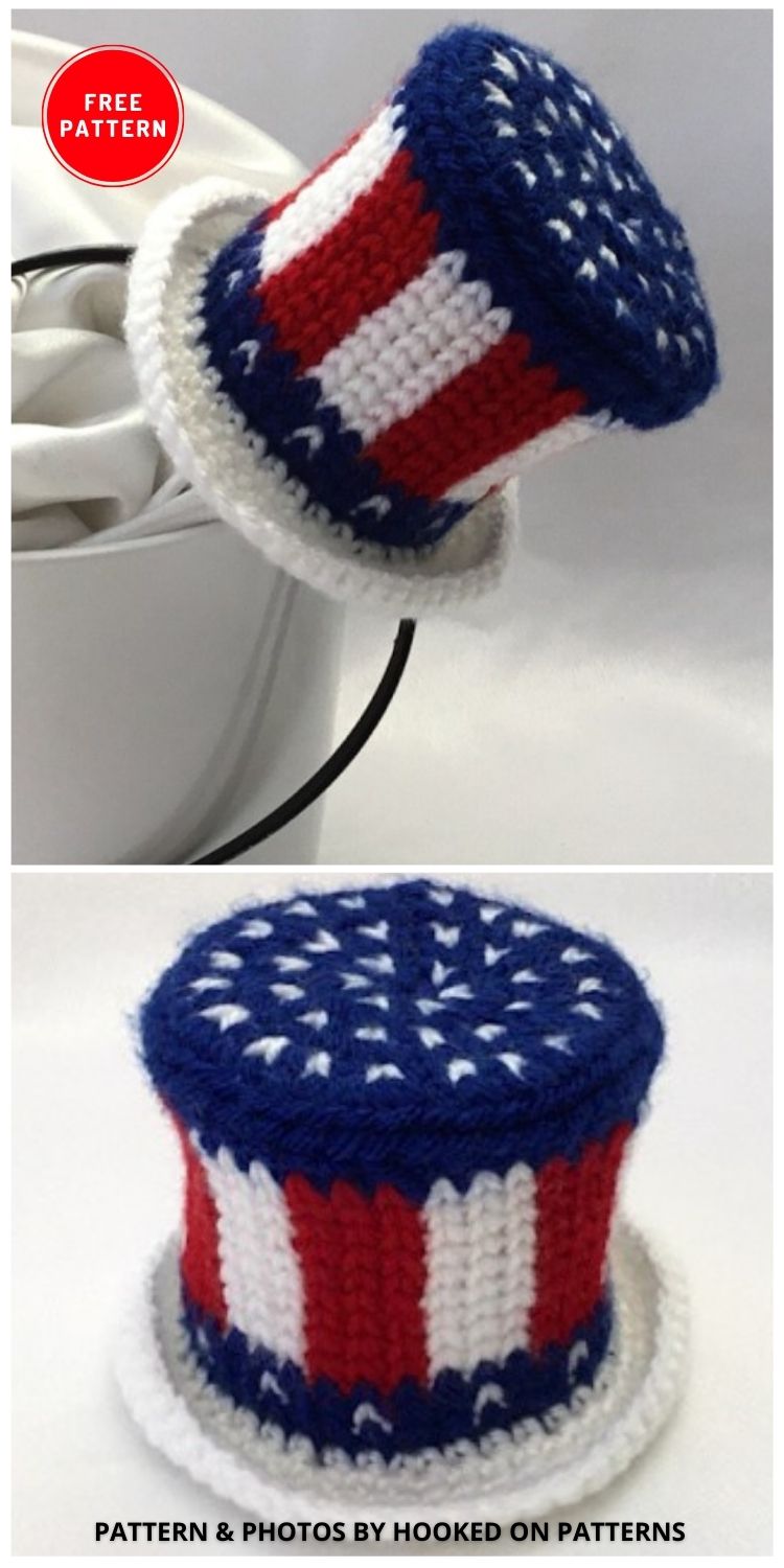 American Flag Mini Hat - 12 Easy Crochet 4th of July Party Decorations Patterns
