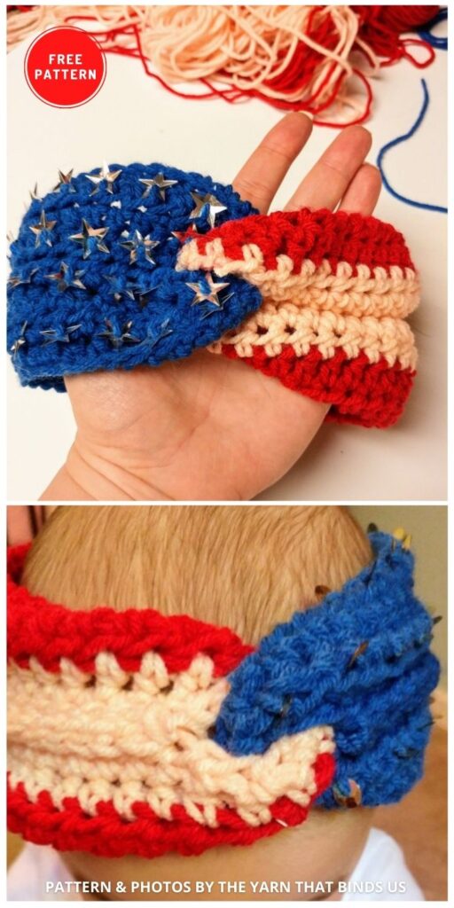 “American Gypsy” Crochet Baby Headband - 11 Free 4th of July Crochet Baby Props