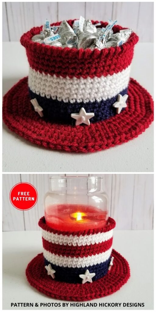 Americana Hat - 12 Easy Crochet 4th of July Party Decorations Patterns