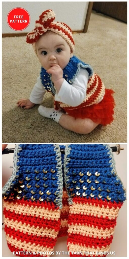 “Merica’!” Crochet Baby Vest - 11 Free 4th of July Crochet Baby Props