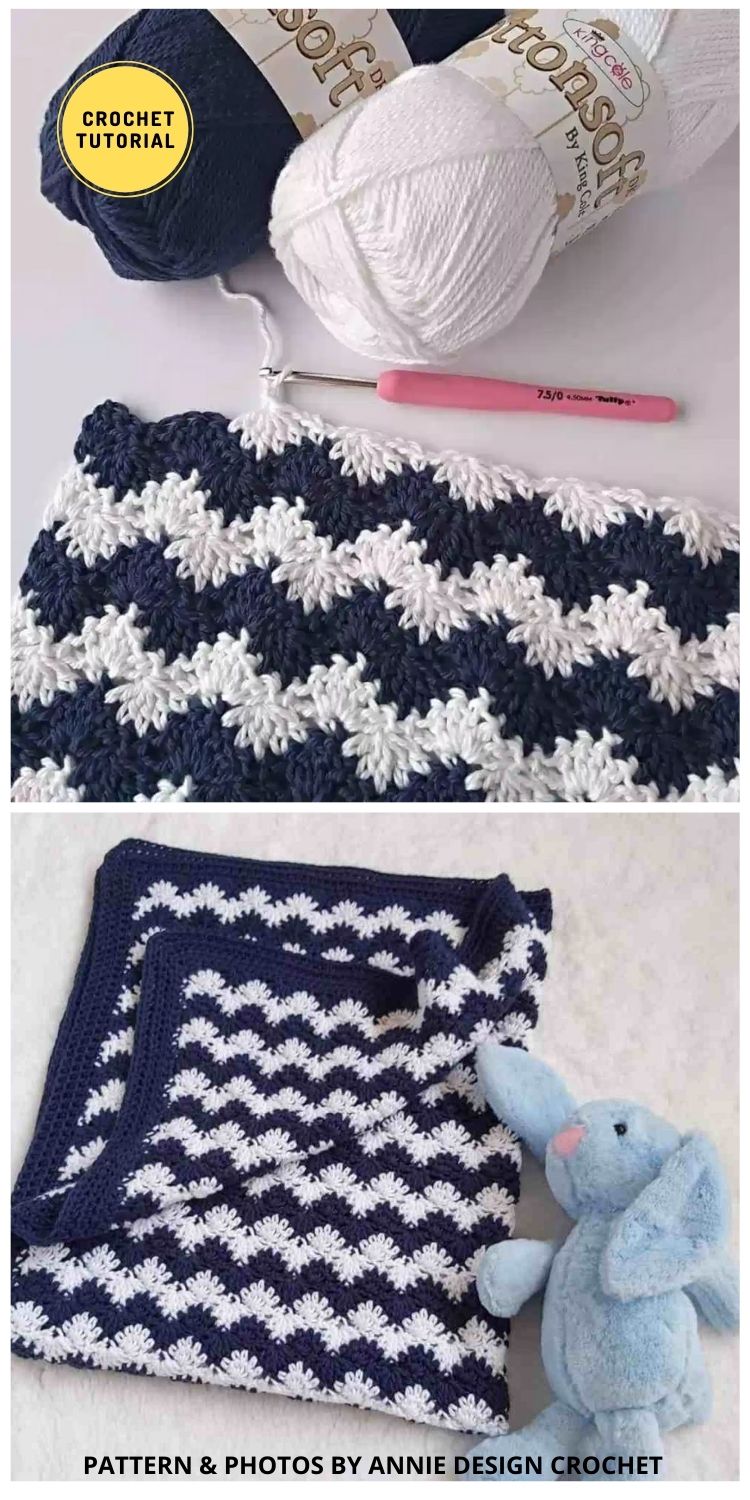 Nautical Baby Blanket Stitch - 12 Easy Crochet Stitches Without Holes