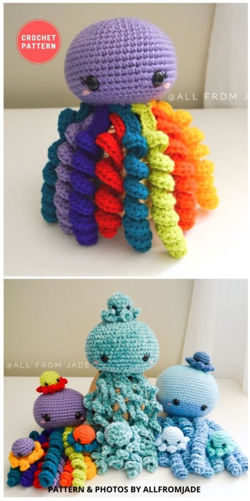 Olivia & Paige the Octopus Moms and Their Babies - 11 Amigurumi Octopus Toys Crochet Patterns For Babies PIN