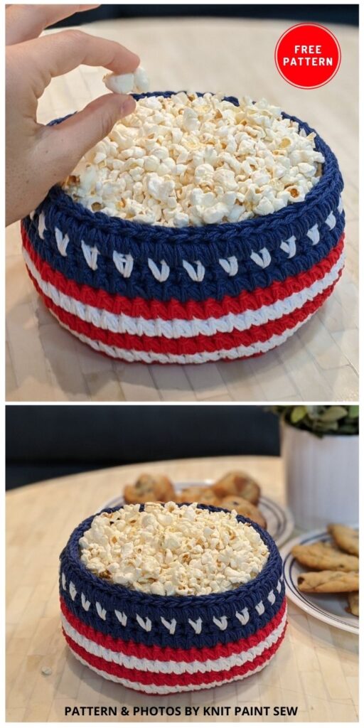 Patriotic Basket - 12 Easy Crochet 4th of July Party Decorations Patterns