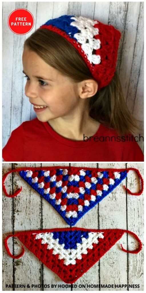 Patriotic Hair Bandanas - 11 Free 4th of July Crochet Baby Props