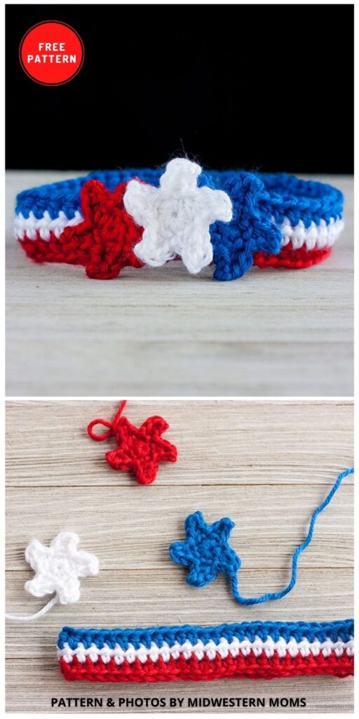 Patriotic Headband with Stars - 11 Free 4th of July Crochet Baby Props