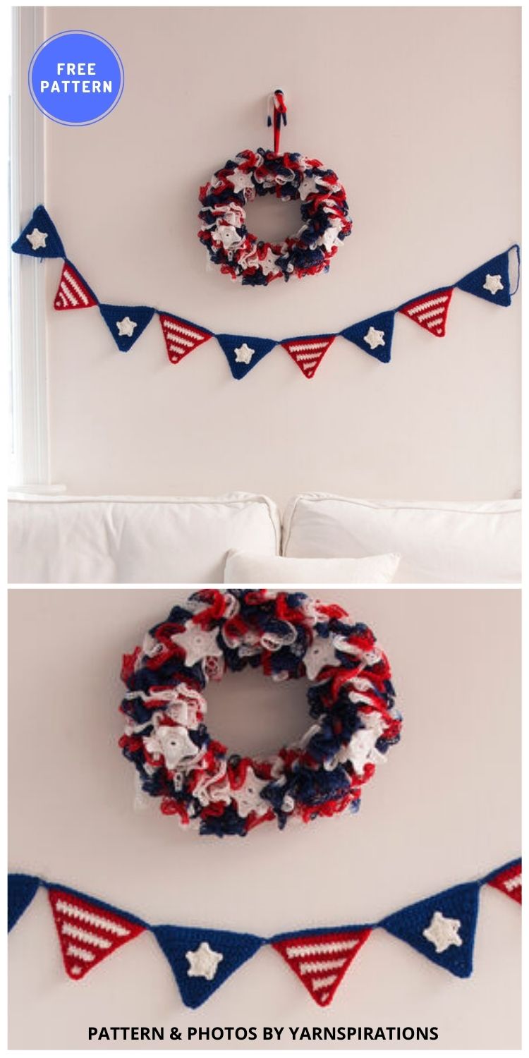 Patriotic Party Banner - 6 Free 4th of July Crochet Garlands & Buntings