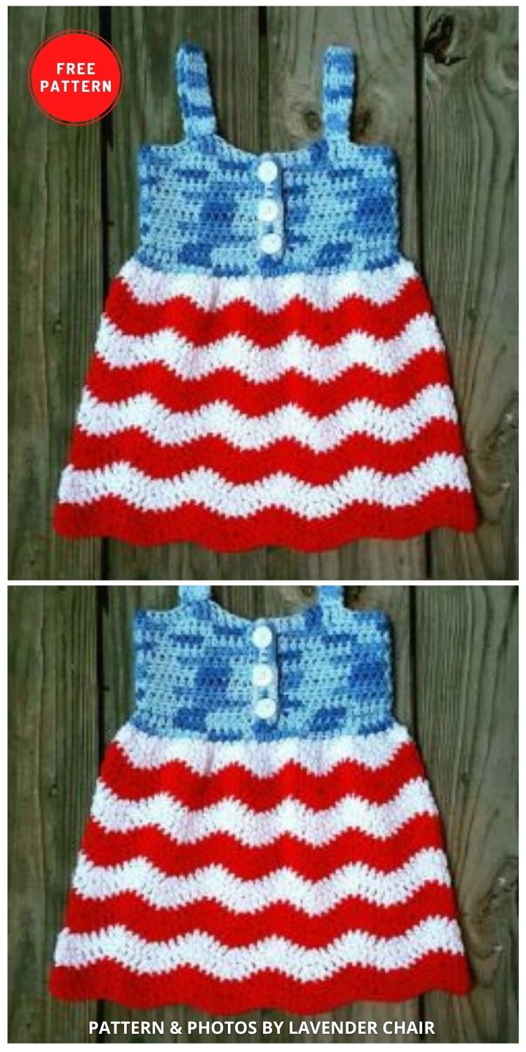 Red White and Blue Jean Dress - 11 Free 4th of July Crochet Baby Props