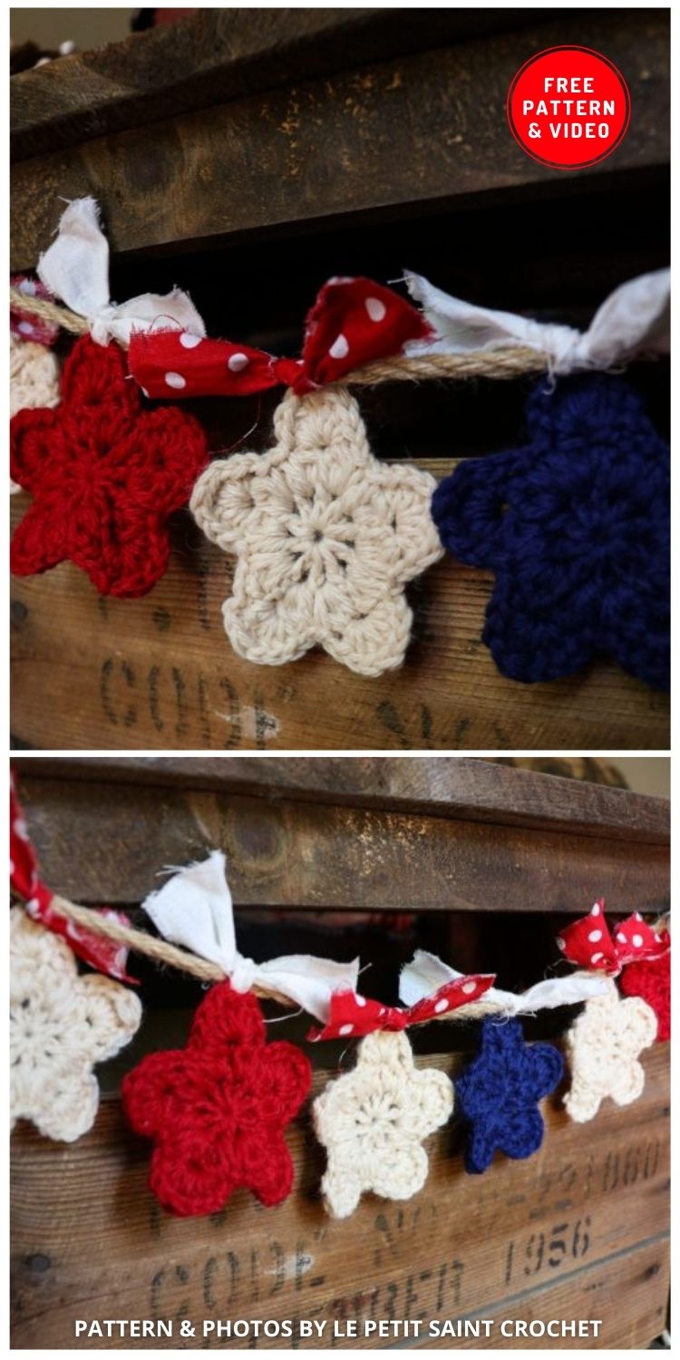 Simple Crochet Star - 12 Easy Crochet 4th of July Party Decorations Patterns