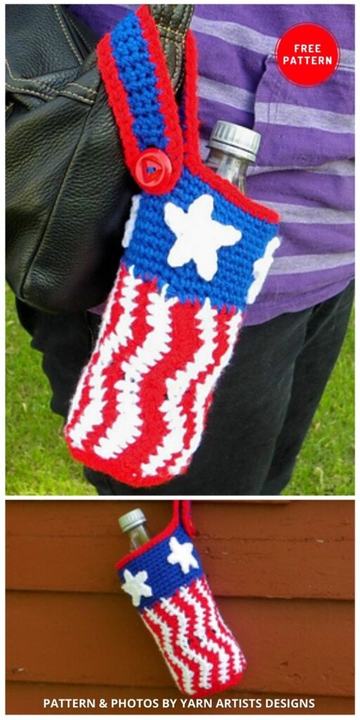 Uncle Sam Bottle Cozy - 12 Easy Crochet 4th of July Party Decorations Patterns