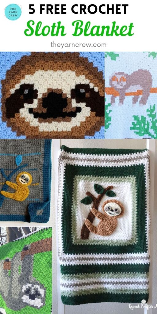 5 Free Crochet Sloth Blanket PIN 2
