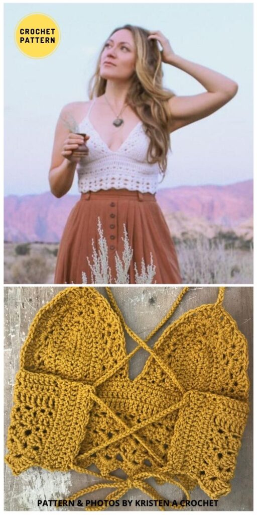 Coachella Inspired Boho Crochet Halter Top - 12 Best Crochet Crop Top Patterns For This Summer
