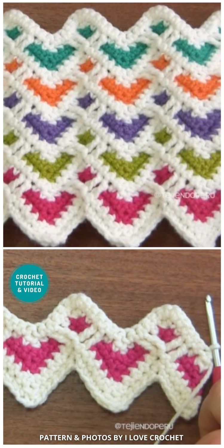 Crochet Hearts Zigzag Stitch - 6 Different Crochet Zigzag Stitch Patterns For Blankets