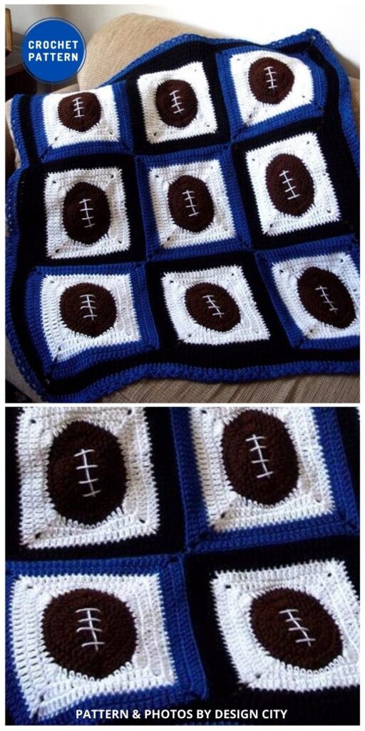 Football Fever Crochet Afghan - 7 Father's Day Crochet Blanket Ideas