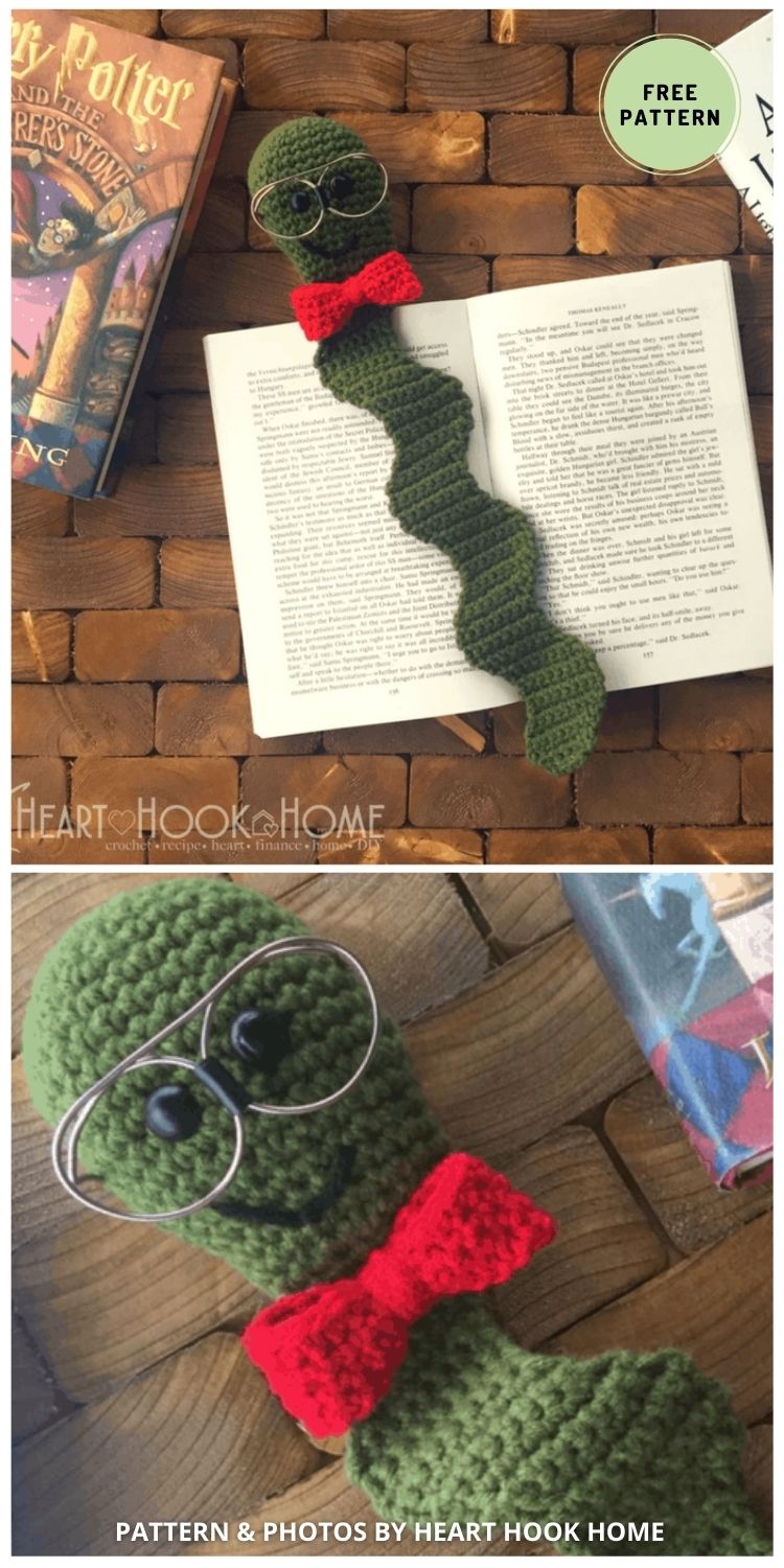 Nerdy Bookworm Bookmark - 6 Free Crochet Bookmark Patterns Gift Ideas