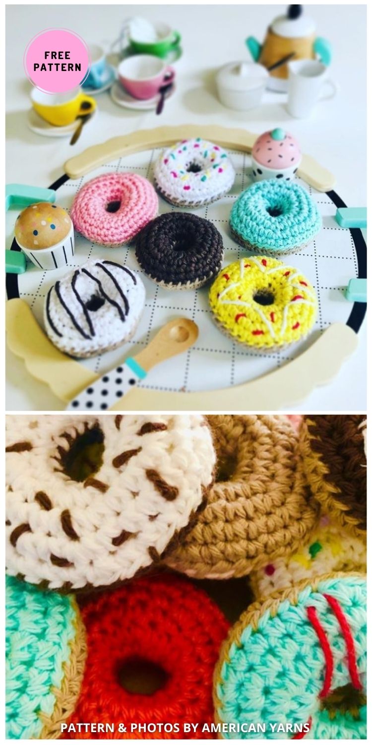 American Yarns Crochet Donuts - 7 Free Sweet & Delicious Amigurumi Donut Crochet Patterns