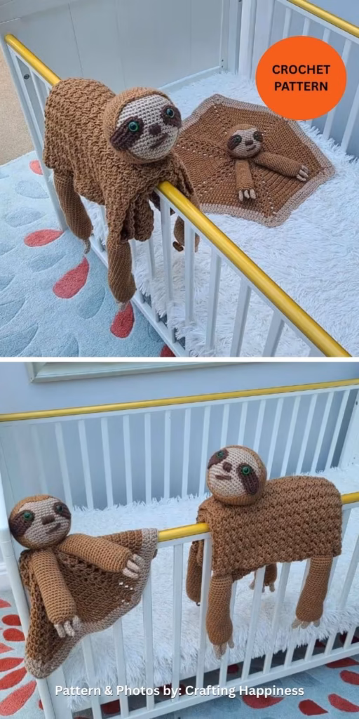 Crochet Sloth Baby Blanket & Lovey - 8 Cute Amigurumi Sloths Crochet Patterns For Your Little One