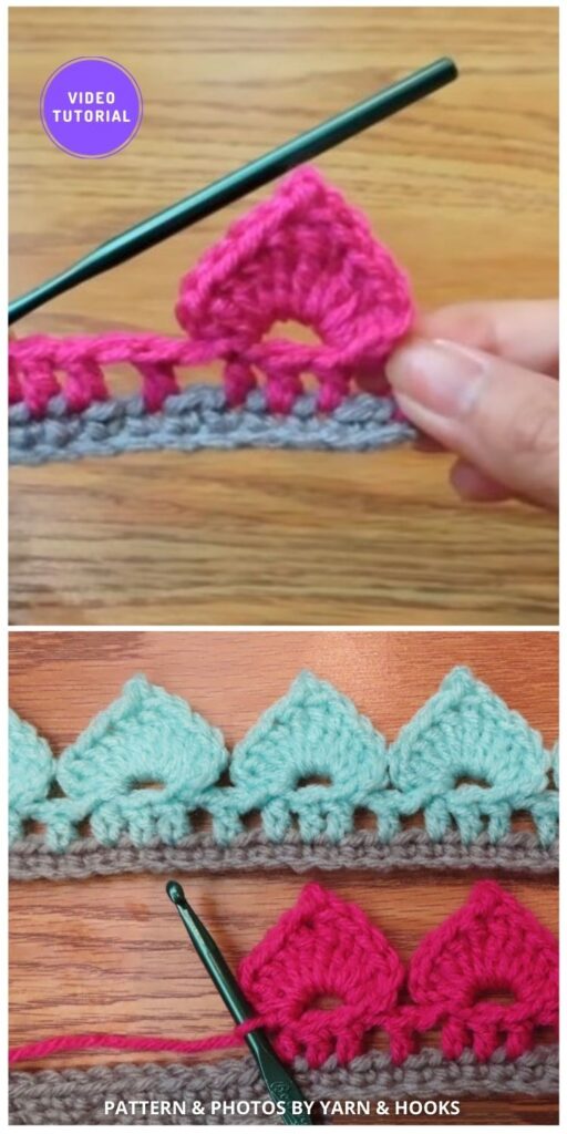 Crochet Spades Stitch Border - 8 Free Best Lace Border Crochet Tutorials