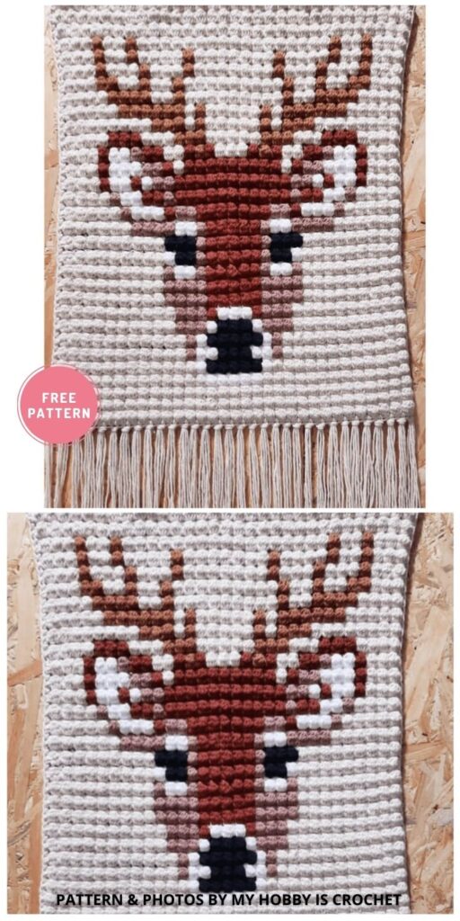 Deer Stag Wall Hanging - 9 Cutest Free Crochet Animal Wall Hangings For The Nursery