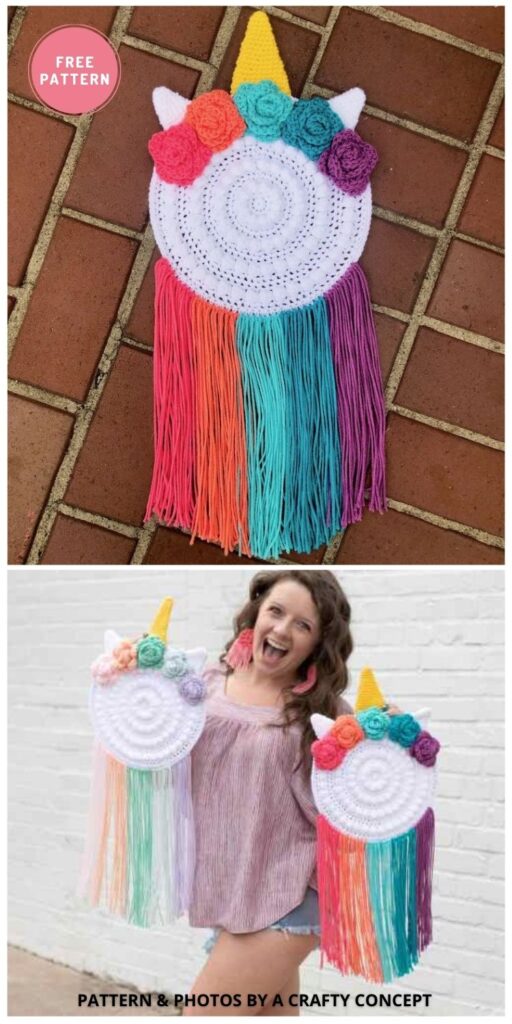 Epic Unicorn Wall Hanger - 9 Cutest Free Crochet Animal Wall Hangings For The Nursery
