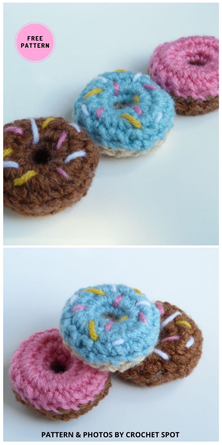 Mini Crochet Donuts - 7 Free Sweet & Delicious Amigurumi Donut Crochet Patterns
