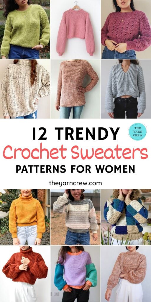12 Trendy Crochet Sweater Patterns For Women Ideas PIN 1