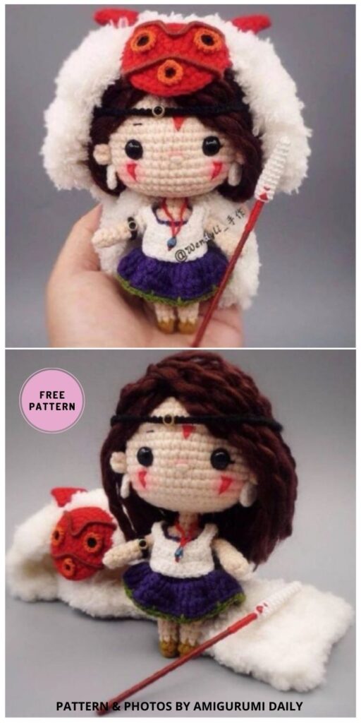 Amigurumi Princess Mononoke - 11 Crochet Disney Princess Doll Patterns For Your Little Girl