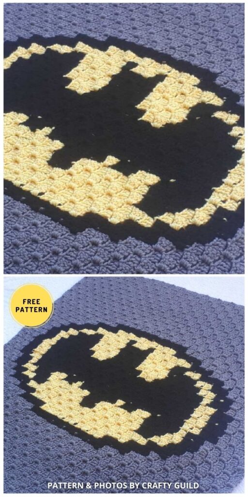 Batman Baby Blanket - 11 Free Awesome Superhero Crochet Blanket Pattern Ideas