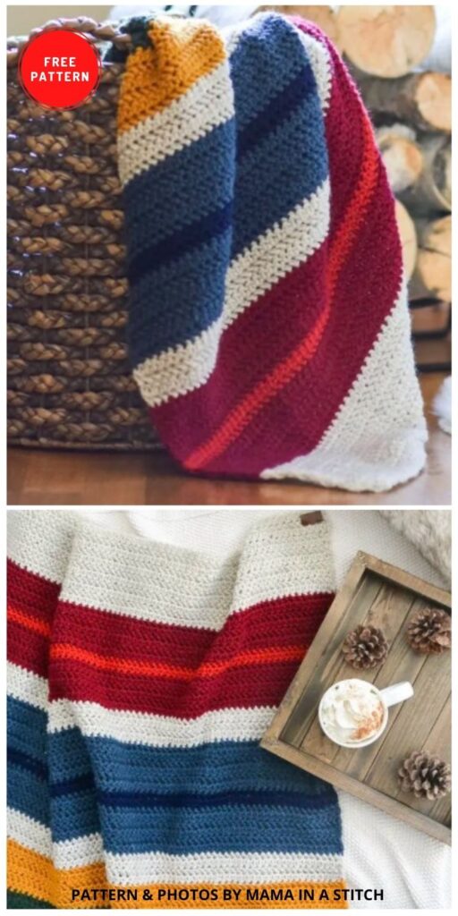 Cabin Stripes Blanket - 9 Free Crochet Camping Blanket Patterns To Keep You Warm And Cozy