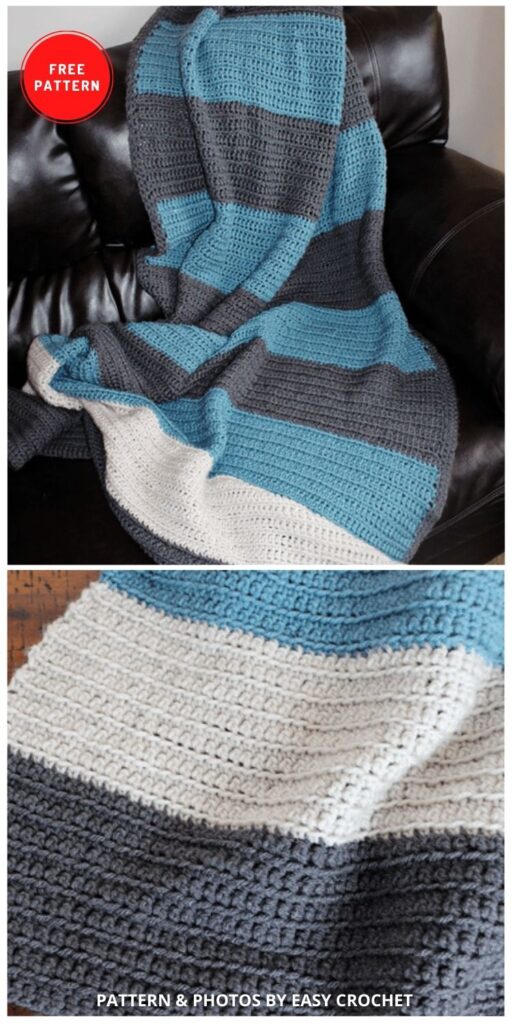 Color Blocked Stripes Blanket - 9 Free Crochet Camping Blanket Patterns To Keep You Warm And Cozy