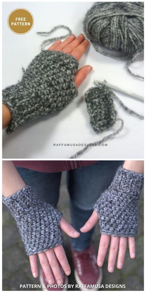 Crochet Basic Fingerless Gloves - 11 Free Easy Crochet Fingerless Glove Patterns For Winter