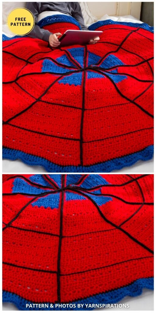 Red Heart Spider Web Throw - 11 Free Awesome Superhero Crochet Blanket Pattern Ideas