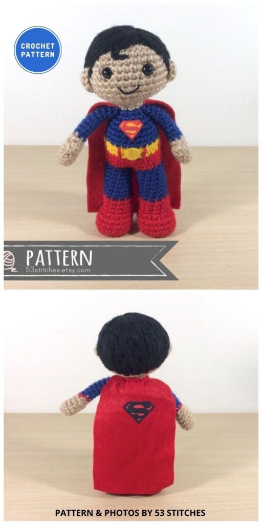 Superman Amigurumi - 12 Awesome Crochet DC Character Superhero Patterns For Your Kid