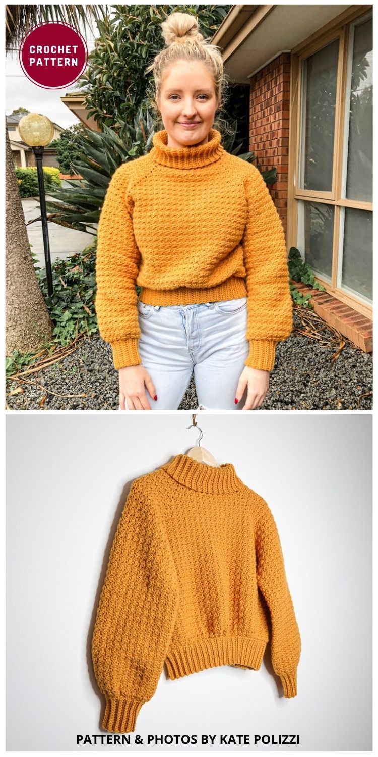 The Millennial Jumper - Cowl Neck - 12 Trendy Crochet Sweater Patterns For Women Ideas