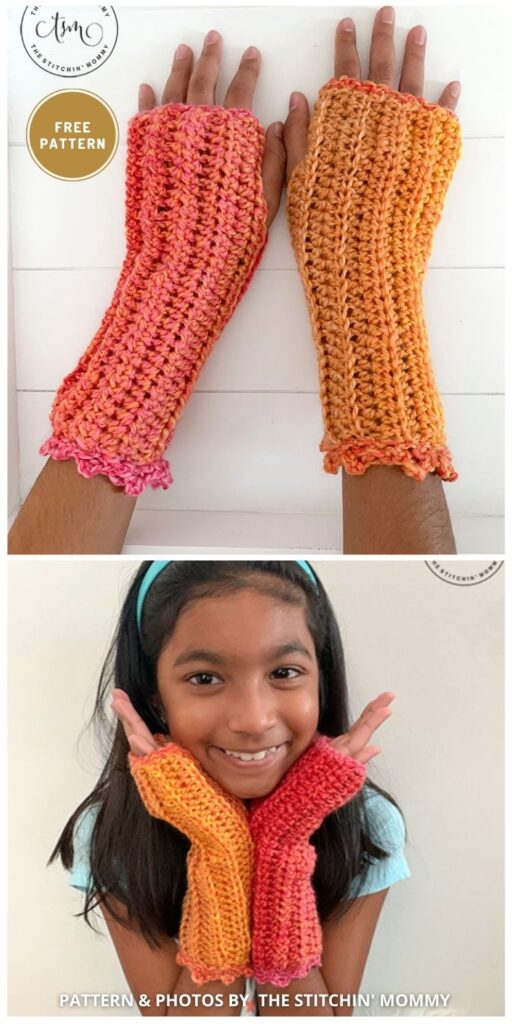 Tropical Sunset Fingerless Mitts - 11 Free Easy Crochet Fingerless Glove Patterns For Winter