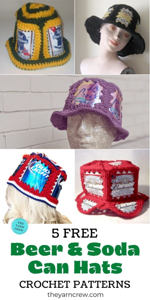 5 Free Beer & Soda Can Hat Crochet Patterns PIN 3