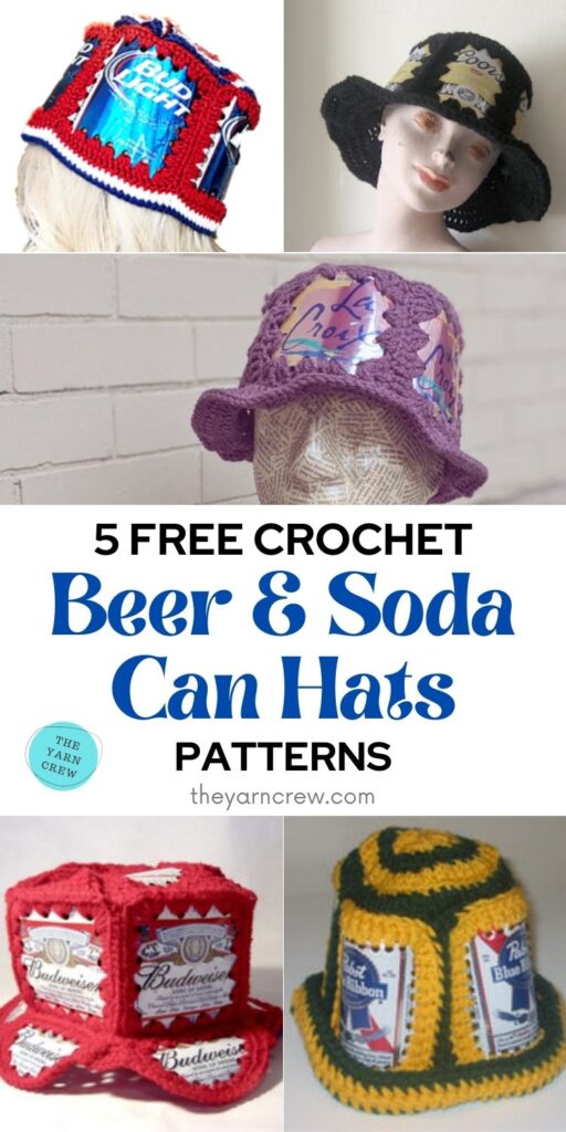 5 Free Crochet Beer & Soda Can Hat Patterns PIN 1
