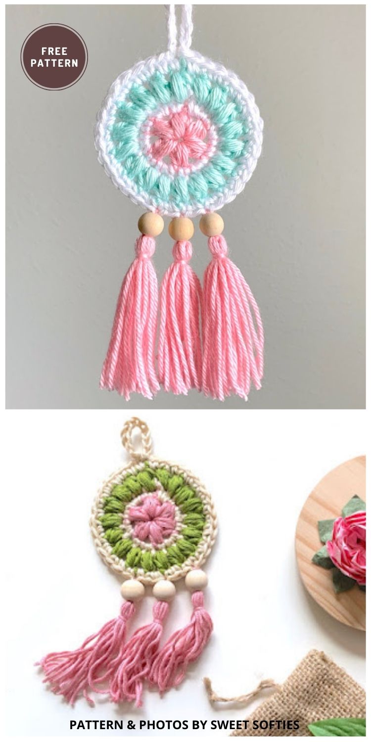 Petite Floral Dreamcatcher - 12 Free Easy Crochet Dreamcatcher Patterns
