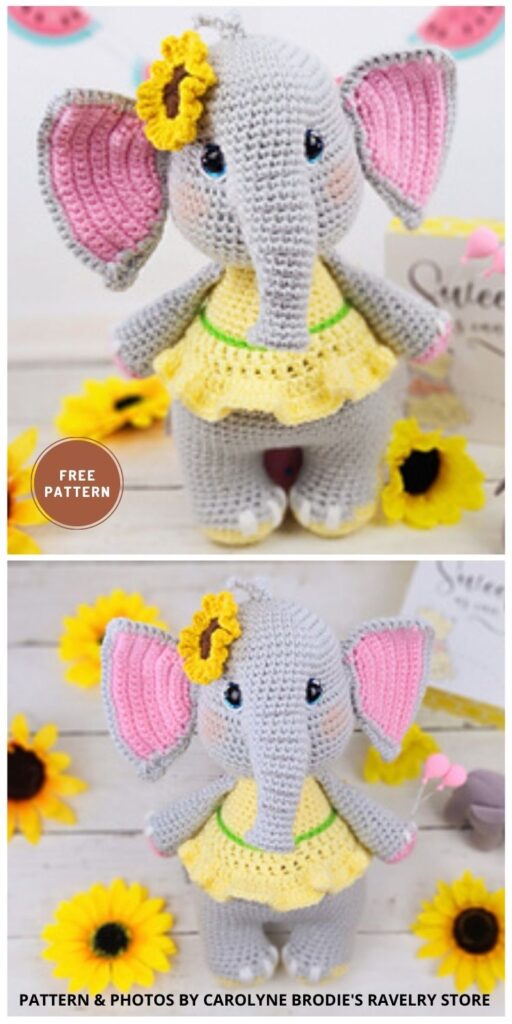 Sunny the Elephant - 12 Free Amigurumi Elephant Crochet Patterns For Children