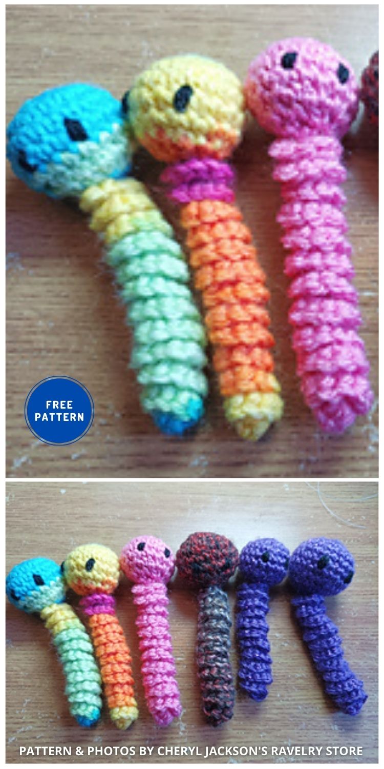 Worry Worm with Round Head - 8 Free Easy Crochet Worry Worm Patterns
