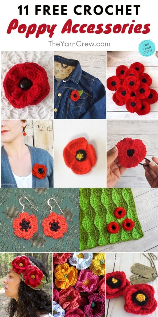 11 Free Crochet Poppy Accessories PIN 2