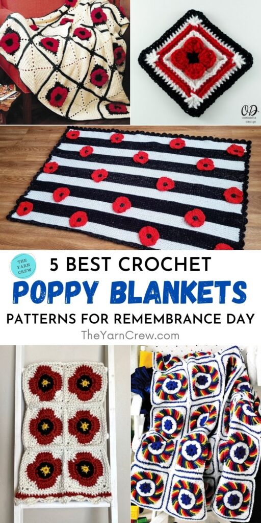 5 Best Crochet Poppy Blanket Patterns For Remembrance Day PIN 1
