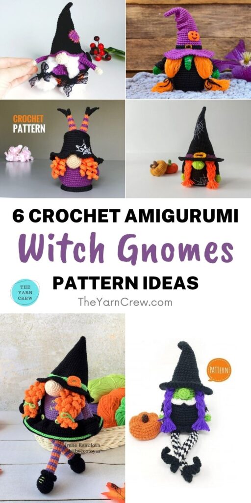 6 Crochet Amigurumi Witch Gnome Pattern Ideas PIN 1