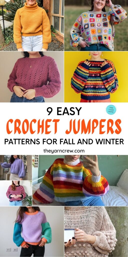 9 Easy Crochet Jumper Patterns For Fall And Winter PIN 1