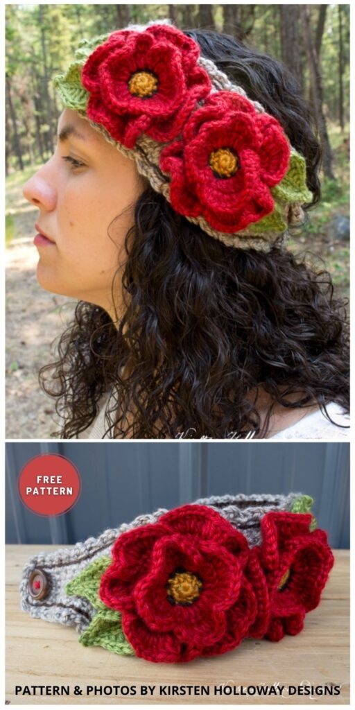 Basket-full of Poppies Crochet Headband - 11 Free Crochet Poppy Accessory Patterns